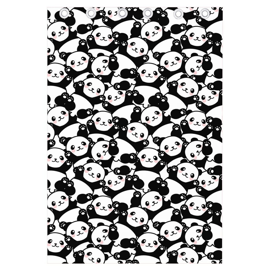 Cute Happy Panda Pattern Print Curtain