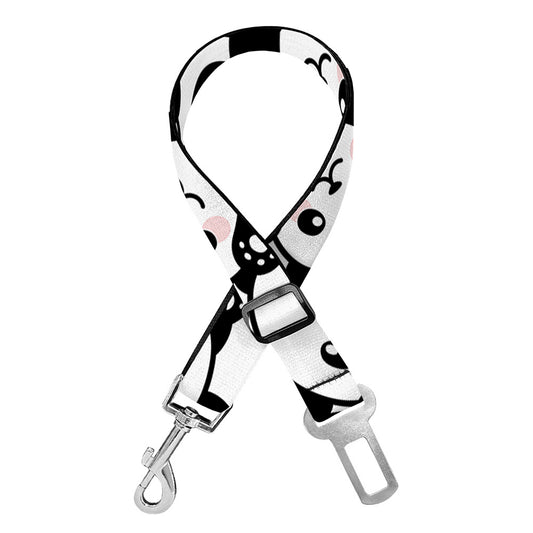 Cute Happy Panda Pattern Print Dog Seat Belt