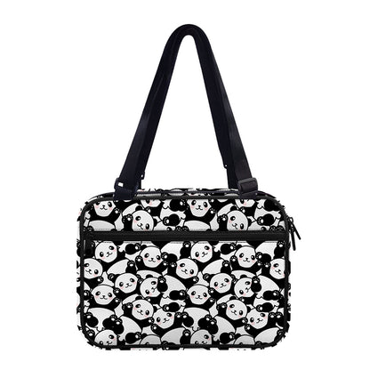 Cute Happy Panda Pattern Print Double Strap Bible Bag