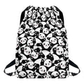 Cute Happy Panda Pattern Print Drawstring Backpack