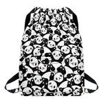 Cute Happy Panda Pattern Print Drawstring Backpack
