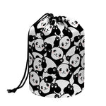 Cute Happy Panda Pattern Print Drawstring Makeup Bag