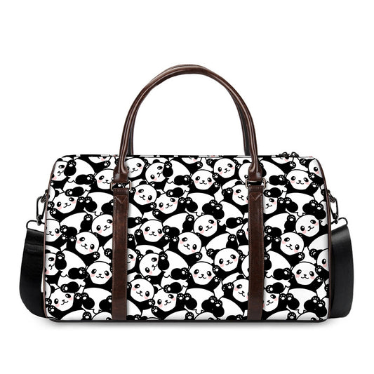 Cute Happy Panda Pattern Print Duffle Bag