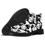 Cute Happy Panda Pattern Print Flat Ankle Boots