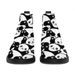 Cute Happy Panda Pattern Print Flat Ankle Boots