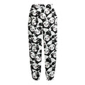 Cute Happy Panda Pattern Print Fleece Lined Knit Pants