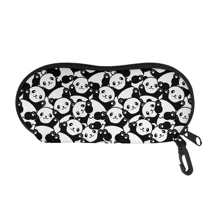 Cute Happy Panda Pattern Print Glasses Case