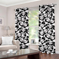 Cute Happy Panda Pattern Print Grommet Curtains