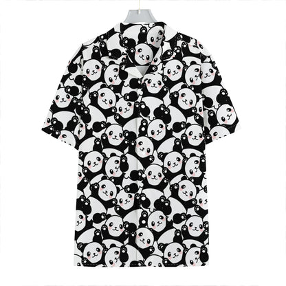 Cute Happy Panda Pattern Print Hawaiian Shirt