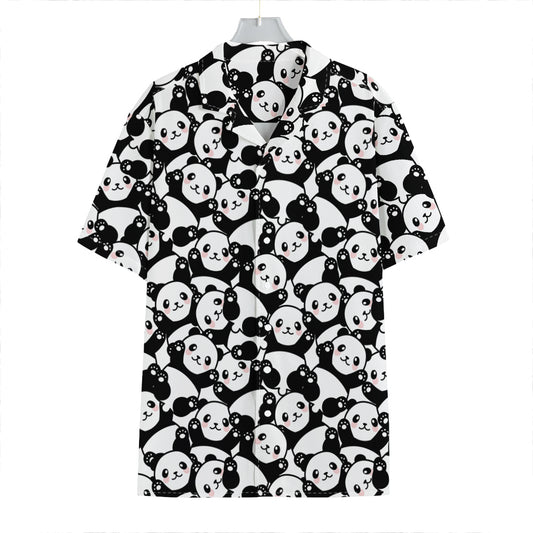 Cute Happy Panda Pattern Print Hawaiian Shirt