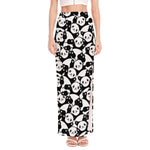 Cute Happy Panda Pattern Print High Slit Maxi Skirt