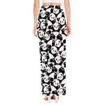 Cute Happy Panda Pattern Print High Slit Maxi Skirt