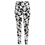 Cute Happy Panda Pattern Print High-Waisted Pocket Leggings