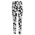 Cute Happy Panda Pattern Print High-Waisted Pocket Leggings