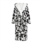 Cute Happy Panda Pattern Print Hooded Bathrobe