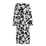 Cute Happy Panda Pattern Print Hooded Bathrobe