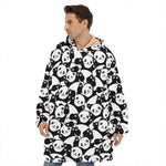 Cute Happy Panda Pattern Print Hoodie Blanket