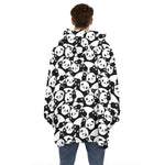 Cute Happy Panda Pattern Print Hoodie Blanket