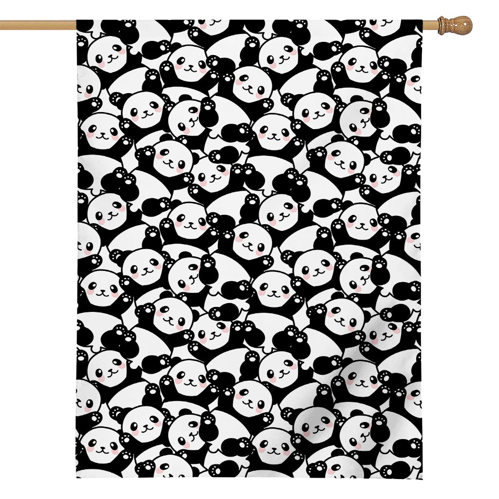 Cute Happy Panda Pattern Print House Flag
