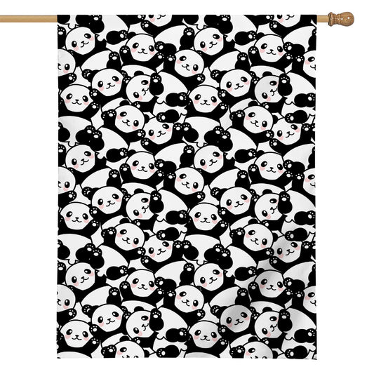 Cute Happy Panda Pattern Print House Flag