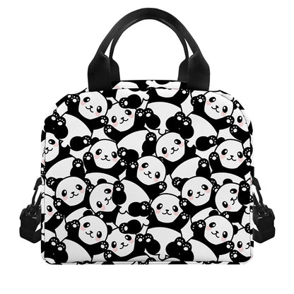 Cute Happy Panda Pattern Print Insulated Lunch Bag