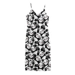 Cute Happy Panda Pattern Print Jersey Midi Cami Dress