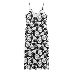 Cute Happy Panda Pattern Print Jersey Midi Cami Dress