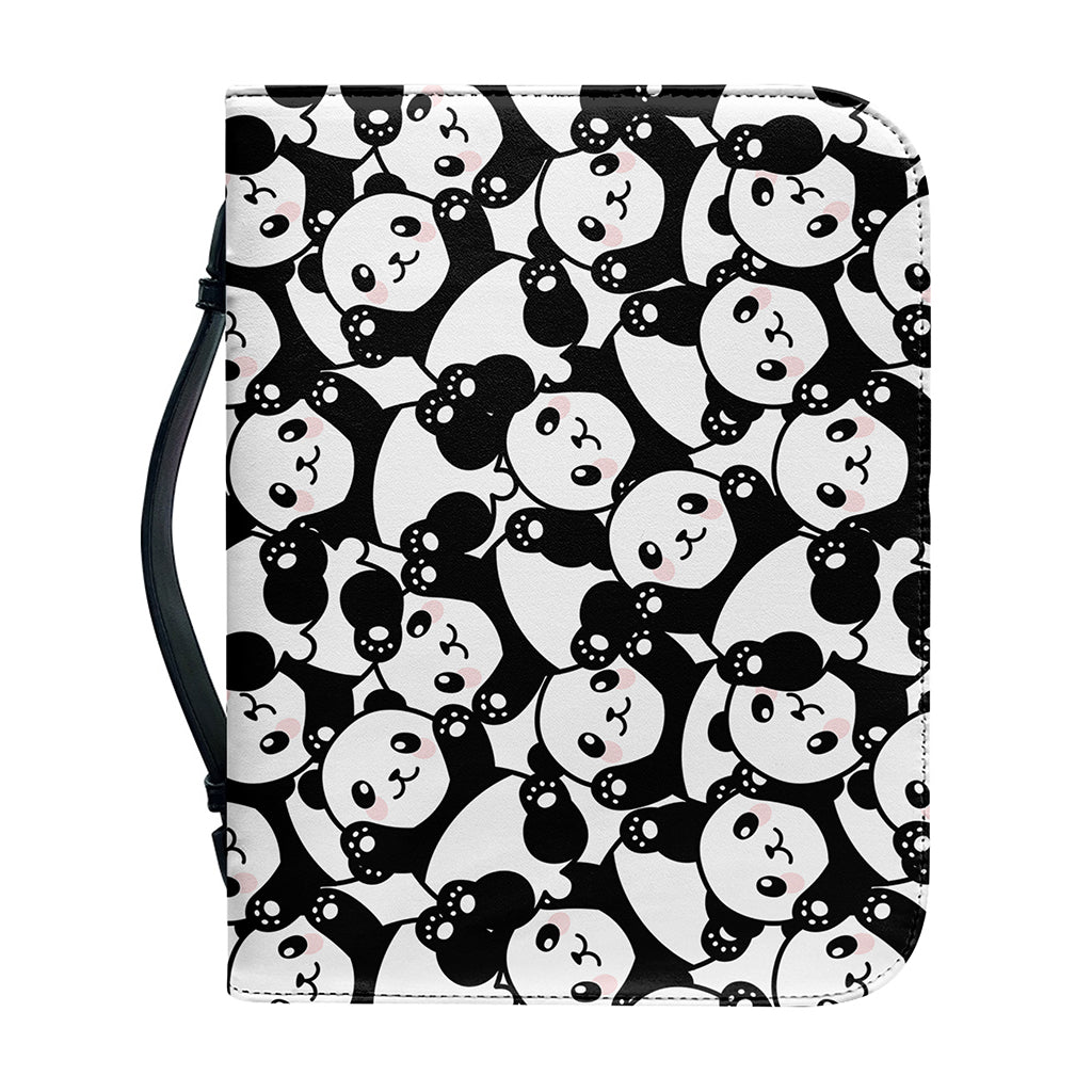 Cute Happy Panda Pattern Print Leather Bible Cover