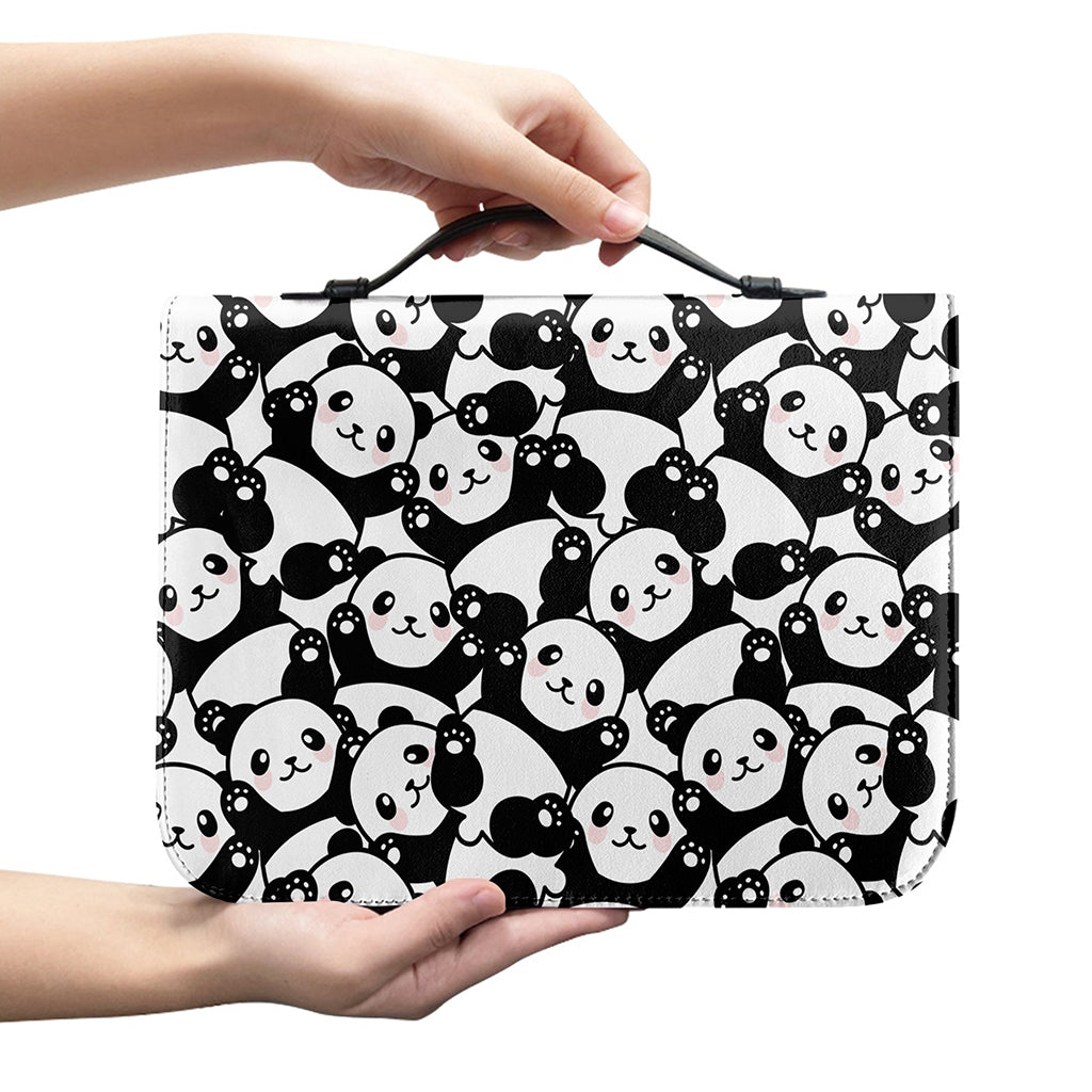 Cute Happy Panda Pattern Print Leather Bible Cover