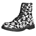 Cute Happy Panda Pattern Print Lace-Up Boots
