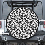Cute Happy Panda Pattern Print Leather Spare Tire Cover