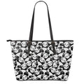 Cute Happy Panda Pattern Print Leather Tote Bag With Zipper