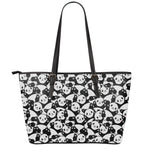 Cute Happy Panda Pattern Print Leather Tote Bag