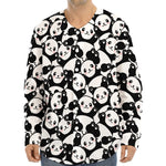 Cute Happy Panda Pattern Print Long Sleeve Baseball Jersey