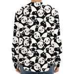 Cute Happy Panda Pattern Print Long Sleeve Baseball Jersey