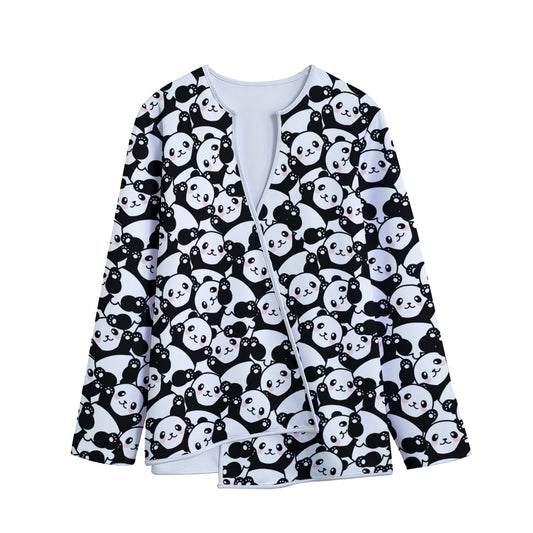 Cute Happy Panda Pattern Print Long Sleeve Short Coat
