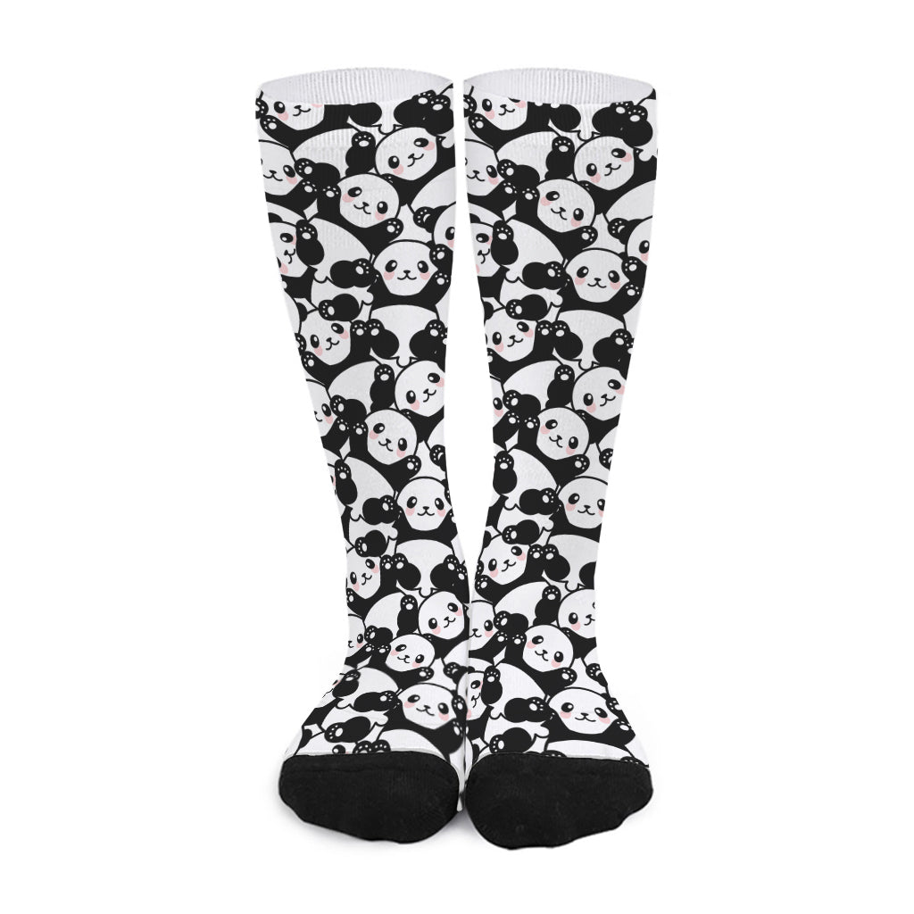 Cute Happy Panda Pattern Print Long Socks