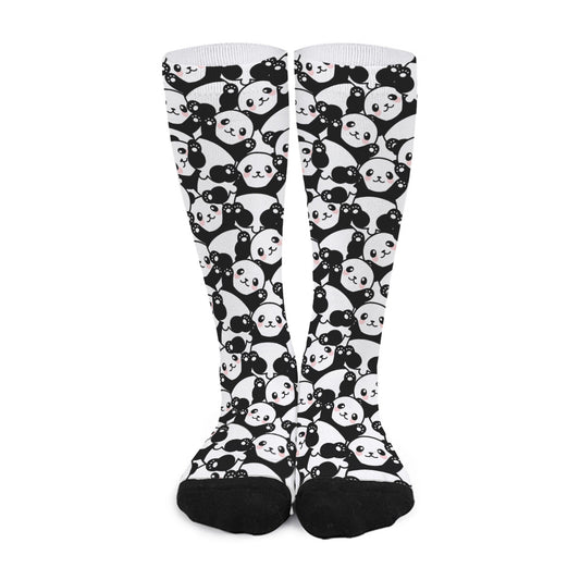 Cute Happy Panda Pattern Print Long Socks