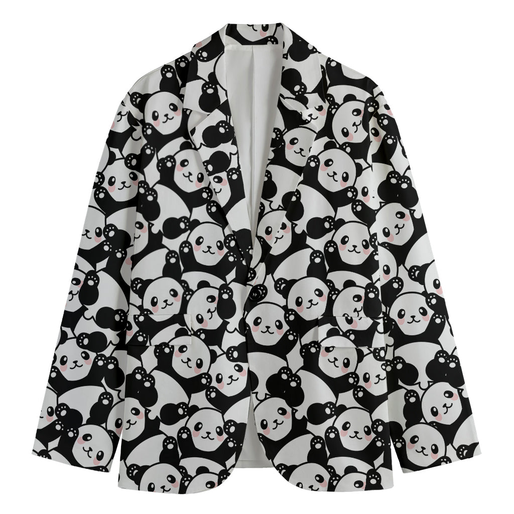 Cute Happy Panda Pattern Print Men's Blazer