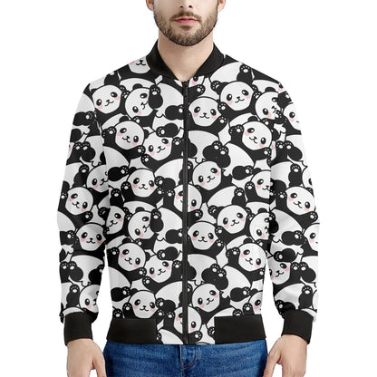 Cute Happy Panda Pattern Print Men's Bomber Jacket