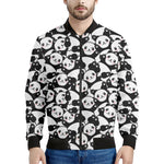 Cute Happy Panda Pattern Print Men's Bomber Jacket