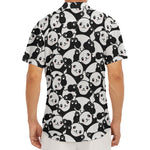 Cute Happy Panda Pattern Print Men's Deep V-Neck Shirt