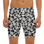 Cute Happy Panda Pattern Print Men's Long Boxer Briefs