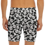 Cute Happy Panda Pattern Print Men's Long Boxer Briefs