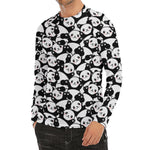 Cute Happy Panda Pattern Print Men's Long Sleeve Rash Guard