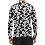 Cute Happy Panda Pattern Print Men's Long Sleeve Rash Guard