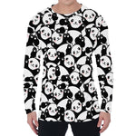 Cute Happy Panda Pattern Print Men's Long Sleeve T-Shirt