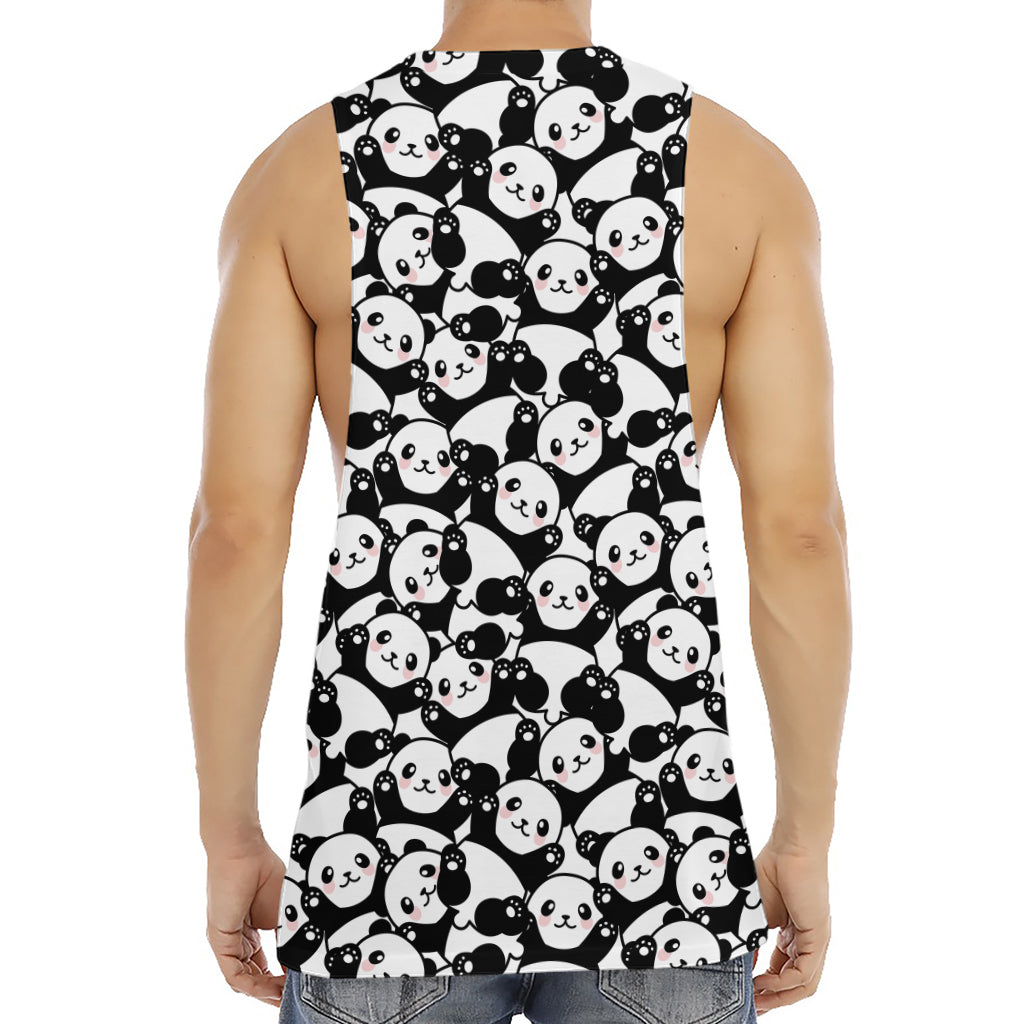 Cute Happy Panda Pattern Print Men's Muscle Tank Top