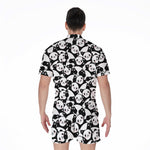 Cute Happy Panda Pattern Print Men's Rompers