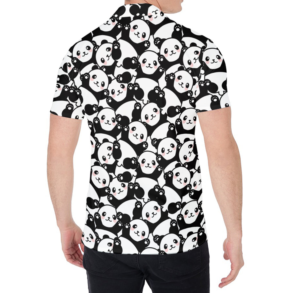 Cute Happy Panda Pattern Print Men's Shirt